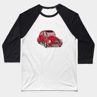 Classic Citroën Deux Chevaux 2CV Loose Sketch - Red Baseball T-Shirt